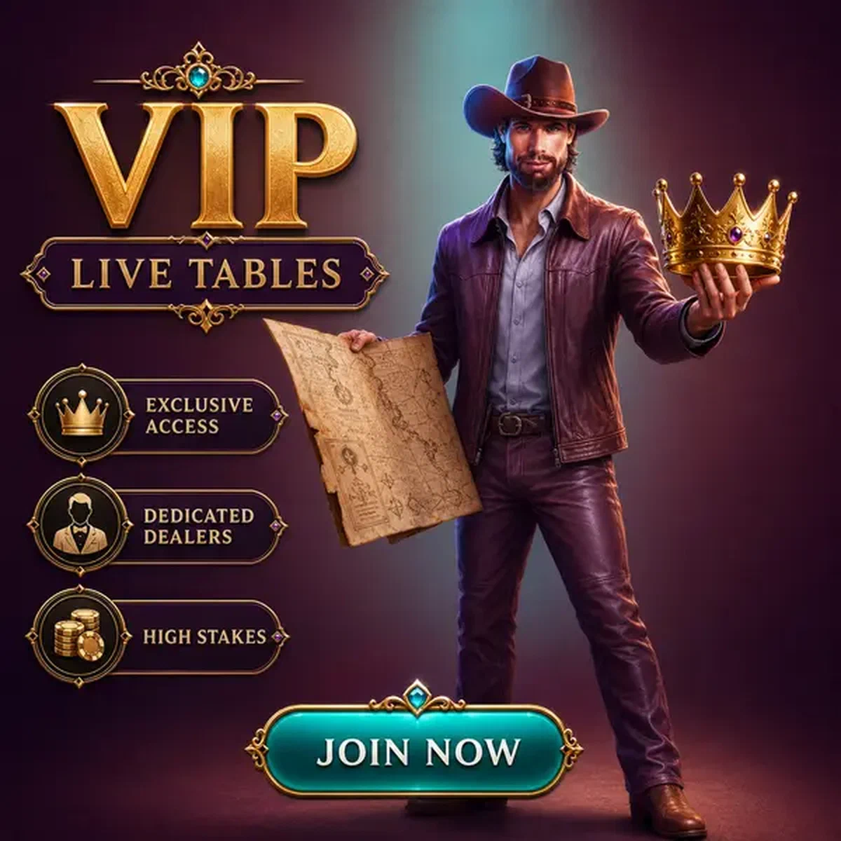 VIP speler aan live casino tafels met gouden kroon en exclusieve toegangsgrafiek
