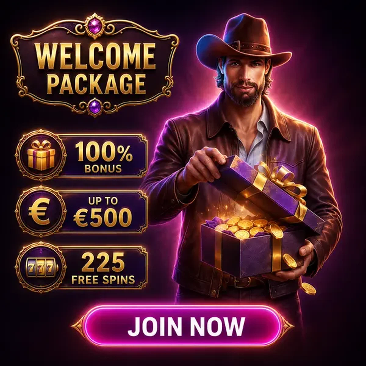Frontier-gids onthult welkomstpakket geschenkdoos terwijl speler zich inschrijft bij Welcome Package